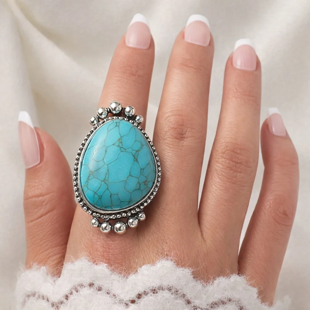 Turquoise Silver Statement Ring